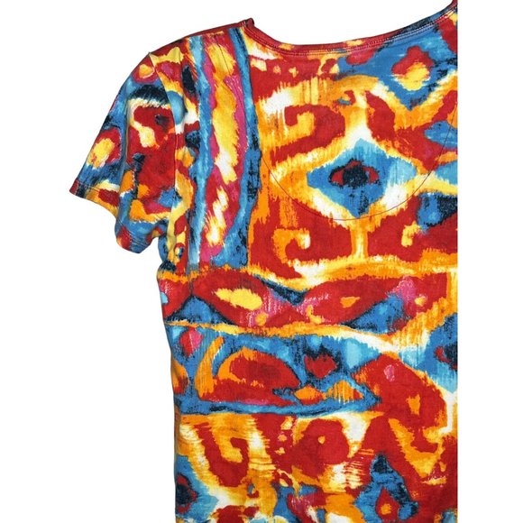 Additions by Chicos size 0/US4 extra small, tie-dye, orange, red blue short slee - Picture 7 of 12